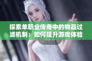 探索单职业传奇中的物品过滤机制：如何提升游戏体验效率