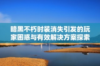 暗黑不朽时装消失引发的玩家困惑与有效解决方案探索