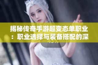 揭秘传奇手游超变态单职业：职业选择与装备搭配的深度探索与策略解析