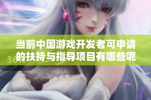 当前中国游戏开发者可申请的扶持与指导项目有哪些呢？