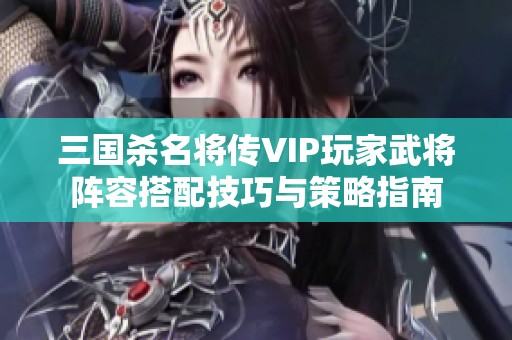 三国杀名将传VIP玩家武将阵容搭配技巧与策略指南