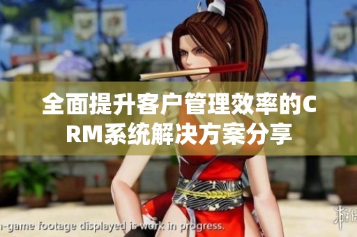 全面提升客户管理效率的CRM系统解决方案分享