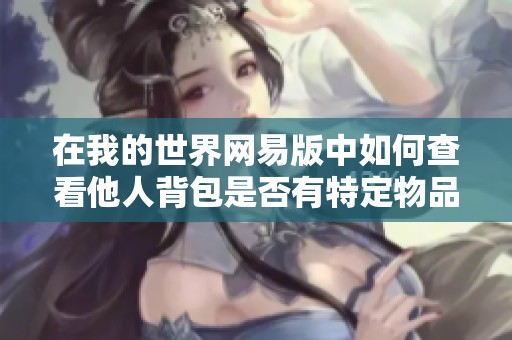 在我的世界网易版中如何查看他人背包是否有特定物品