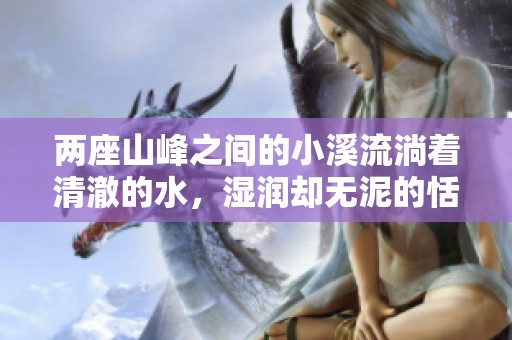 两座山峰之间的小溪流淌着清澈的水，湿润却无泥的恬静之地