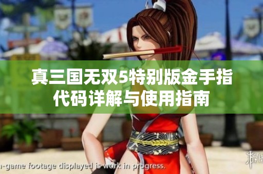 真三国无双5特别版金手指代码详解与使用指南