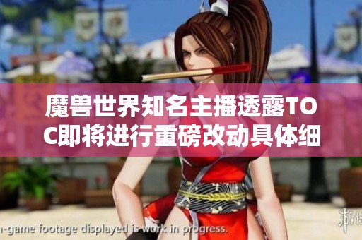 魔兽世界知名主播透露TOC即将进行重磅改动具体细节待确认