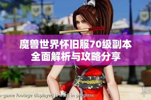 魔兽世界怀旧服70级副本全面解析与攻略分享