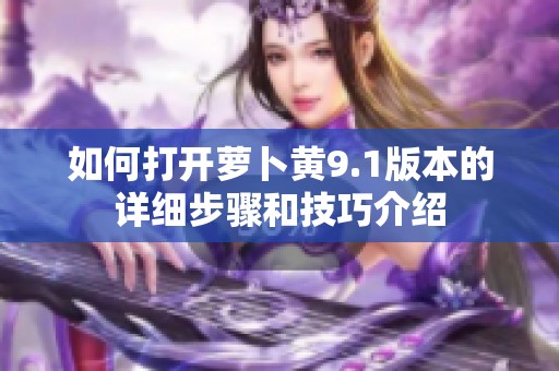 如何打开萝卜黄9.1版本的详细步骤和技巧介绍